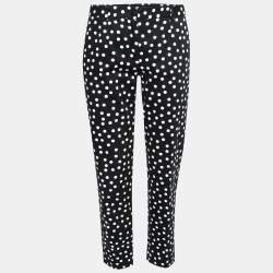 Pre Owned Dolce & Gabbana Black and White Polka Dot Cotton Tapered Leg Trousers M 
