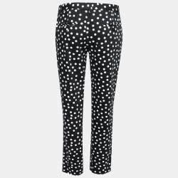 Pre Owned Dolce & Gabbana Black and White Polka Dot Cotton Tapered Leg Trousers M 