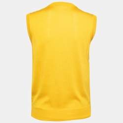 Pre Owned Dolce & Gabbana Yellow Floral Print Knit Pullover Vest M
