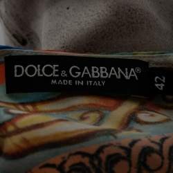 Pre Owned Dolce & Gabbana Multicolor Printed Silk Short Sleeve Top M