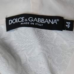 Pre Owned Dolce & Gabbana White Floral Printed Jacquard Hooded Sweatshirt M
