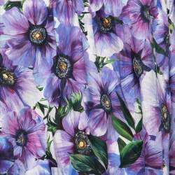 Pre Owned Dolce & Gabbana Purple Floral Print Cotton Off-Shoulder Blouse M