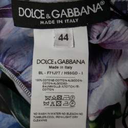 Pre Owned Dolce & Gabbana Purple Floral Print Cotton Off-Shoulder Blouse M