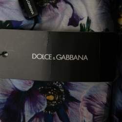 Pre Owned Dolce & Gabbana Purple Floral Print Cotton Off-Shoulder Blouse M
