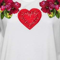 Pre Owned Dolce & Gabbana White Cotton Embroidered T-Shirt M