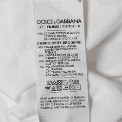 Pre Owned Dolce & Gabbana White Cotton Embroidered T-Shirt M