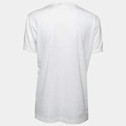Pre Owned Dolce & Gabbana White Cotton Embroidered T-Shirt M