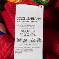 Pre Owned Dolce & Gabbana Red Carretto Siciliano Print Silk Knit Sweater L