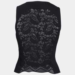 Pre Owned فيست دولتشي أند غابانا دانتيل وصوف أسود أزرار أمامية مقاس صغير (سمول)