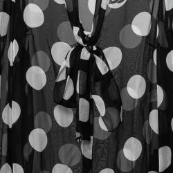Pre Owned Dolce & Gabbana Black Polka Dot Silk Tie-Neck Blouse L