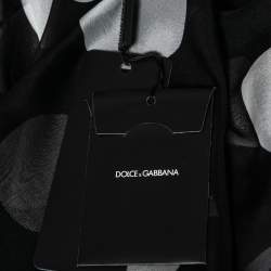 Pre Owned Dolce & Gabbana Black Polka Dot Silk Tie-Neck Blouse L