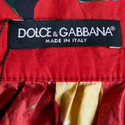 Pre Owned Dolce & Gabbana Red Lemon Print Cotton Flared Skirt XS