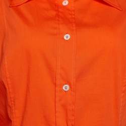 Pre Owned Dolce & Gabbana Orange Cotton Blend Button Front Shirt L