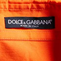 Pre Owned Dolce & Gabbana Orange Cotton Blend Button Front Shirt L