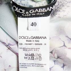 Pre Owned Dolce & Gabbana White Ortensia Print Silk Button Front Belted Dress S