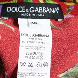 Pre Owned Dolce & Gabbana Red Floral Printed Crepe Top & Slim Fit Pant Set S