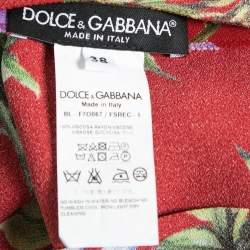 Pre Owned Dolce & Gabbana Red Floral Printed Crepe Top & Slim Fit Pant Set S