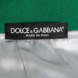 Pre Owned Dolce & Gabbana Green Hydrangea Printed Silk Crepe Pleated Hem Skirt XS