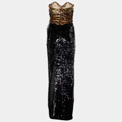 Pre Owned Dolce & Gabbana Black Sequined Strapless Dress S