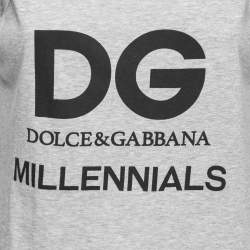 Pre Owned Dolce & Gabbana Grey Logo Print Crewneck Tank Top XS 