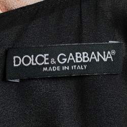 Pre Owned Dolce & Gabbana Black Floral Printed Crepe & Lace Top L