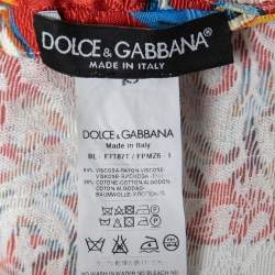 Pre Owned Dolce & Gabbana Multicolor Maria-Carreto Print Jacquard Top L 