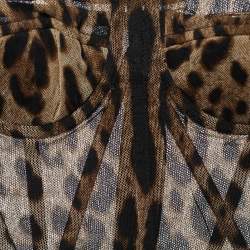 Pre Owned Dolce & Gabbana Brown Animal Print Tulle Bustier Crop Top M