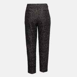 Pre Owned Dolce & Gabbana Black & Brown Patterned Wool Tapered Trousers M    