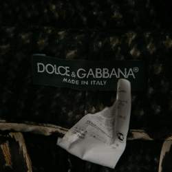 Pre Owned Dolce & Gabbana Black & Brown Patterned Wool Tapered Trousers M    