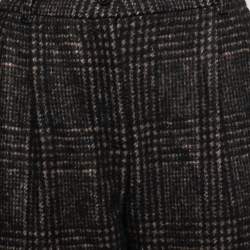 Pre Owned Dolce & Gabbana Black & Brown Patterned Wool Tapered Trousers M    