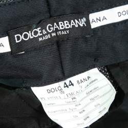 Pre Owned Dolce & Gabbana Grey Tweed Cropped Pants M