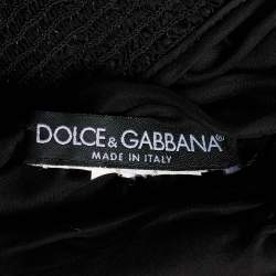 Pre Owned Dolce & Gabbana Black Silk Ruched Sheer Blouse M