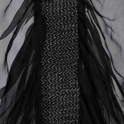 Pre Owned Dolce & Gabbana Black Silk Ruched Sheer Blouse M