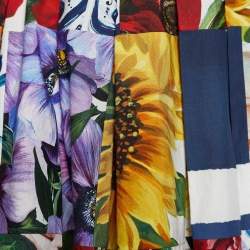 Pre Owned Dolce & Gabbana Multicolor Patchwork Print Cotton Midi Skirt S