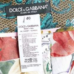 Pre Owned Dolce & Gabbana Multicolor Patchwork Print Cotton Midi Skirt S