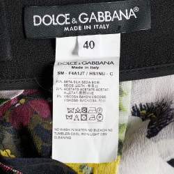Pre Owned Dolce & Gabbana Black Floral Print Silk Pleated Mini Skirt S