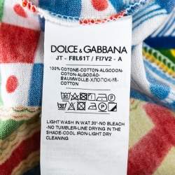 Pre Owned Dolce & Gabbana Multicolor Multi-Panel Print Cotton T-Shirt S   