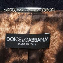 Pre Owned Dolce & Gabbana Navy Blue Wool Sequin-Trim Jacket M 