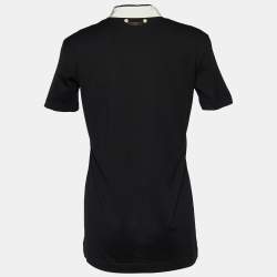 Pre Owned Dolce & Gabbana Black Logo Printed Cotton Neck Tie Detail Oversized T-Shirt XS