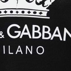 Pre Owned Dolce & Gabbana Black Logo Printed Cotton Neck Tie Detail Oversized T-Shirt XS