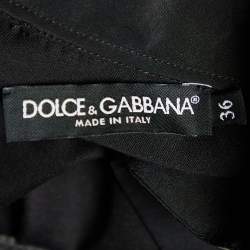 Pre Owned Dolce & Gabbana Black Logo Printed Cotton Neck Tie Detail Oversized T-Shirt XS