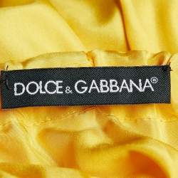 Pre Owned Dolce & Gabbana Yellow Silk Satin Ruched Sleeveless Mini Dress S