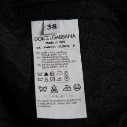 Pre Owned Dolce & Gabbana Black Floral Textured Wool Flared Midi Skirt S