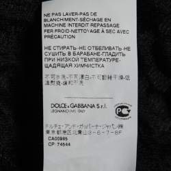 Pre Owned Dolce & Gabbana Black Floral Textured Wool Flared Midi Skirt S