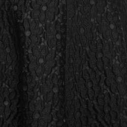 Pre Owned Dolce & Gabbana Black Floral Textured Wool Flared Midi Skirt S