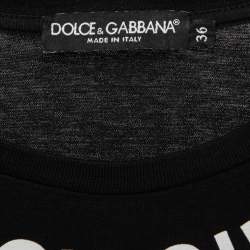 Pre Owned Dolce & Gabbana Black Fashion Sinner Print Cotton T-Shirt XS