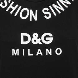 Pre Owned Dolce & Gabbana Black Fashion Sinner Print Cotton T-Shirt XS