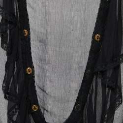 Pre Owned Dolce & Gabbana Black Silk Chiffon Ruffled Sheer Top M