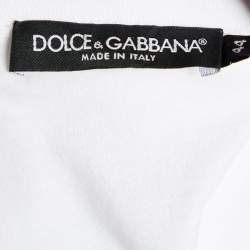 Pre Owned Dolce & Gabbana White Beautiful Life Print Cotton Short Sleeve T-Shirt M
