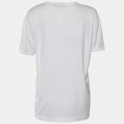 Pre Owned Dolce & Gabbana White Beautiful Life Print Cotton Short Sleeve T-Shirt M